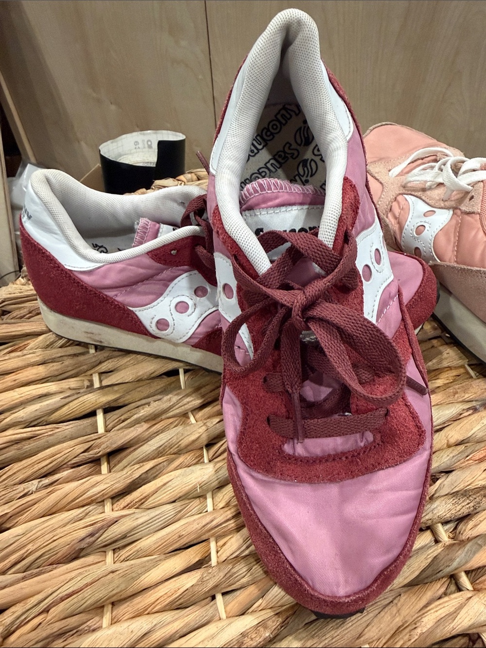 Saucony Pink & Burgundy Retro Running Sneakers